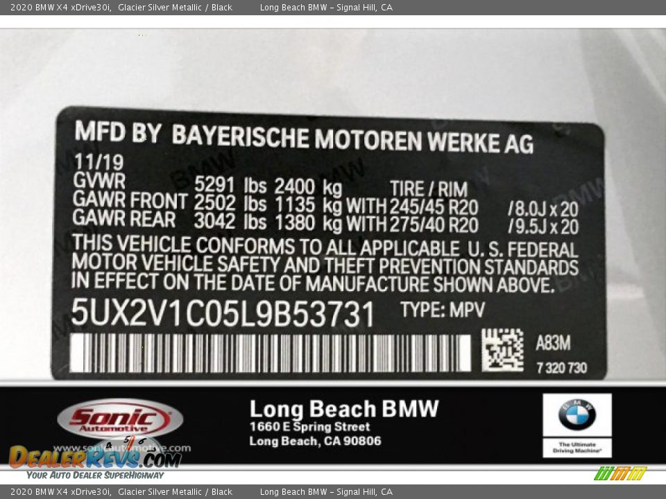 2020 BMW X4 xDrive30i Glacier Silver Metallic / Black Photo #11