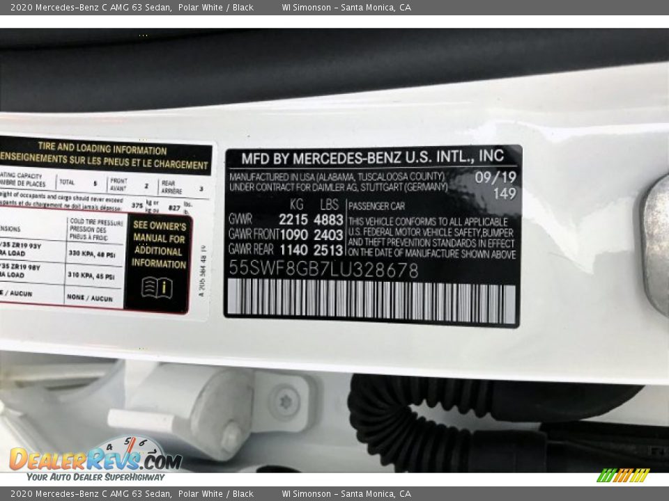 2020 Mercedes-Benz C AMG 63 Sedan Polar White / Black Photo #24