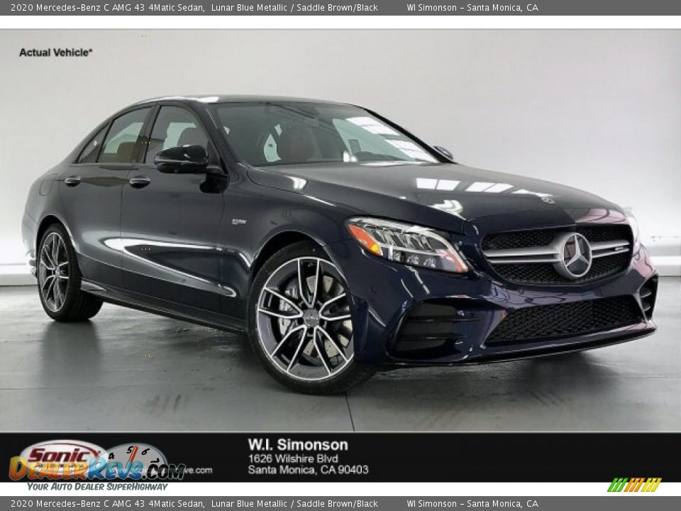 2020 Mercedes-Benz C AMG 43 4Matic Sedan Lunar Blue Metallic / Saddle Brown/Black Photo #1