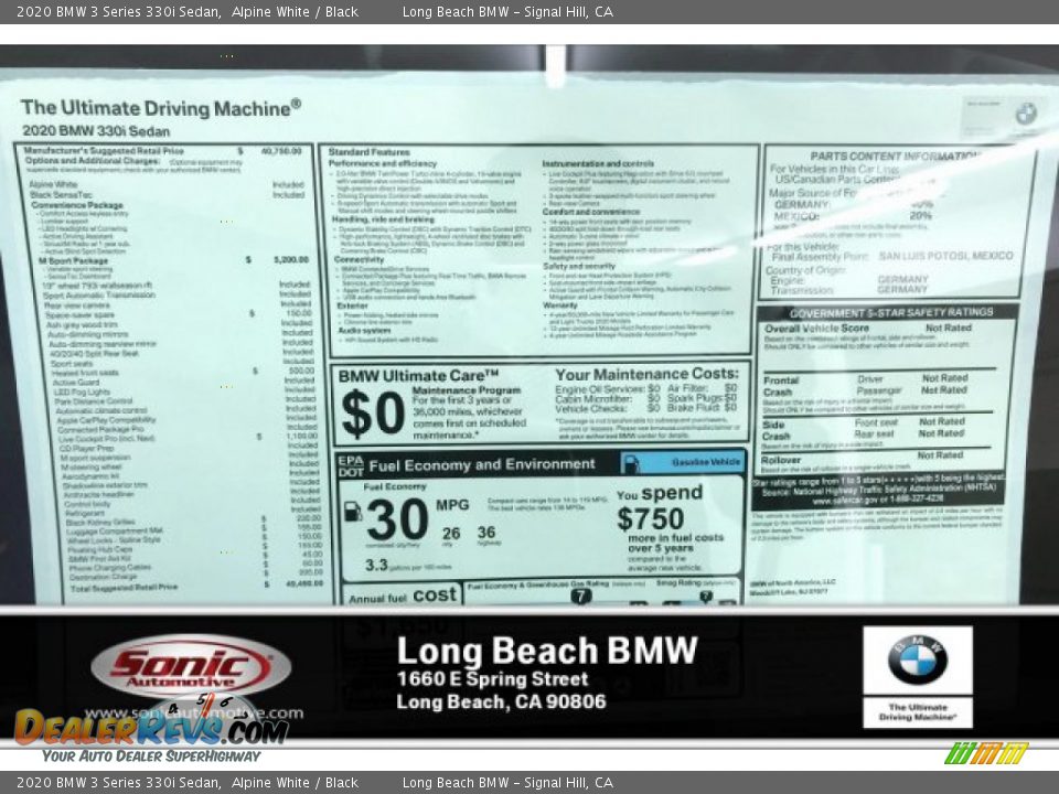 2020 BMW 3 Series 330i Sedan Alpine White / Black Photo #10