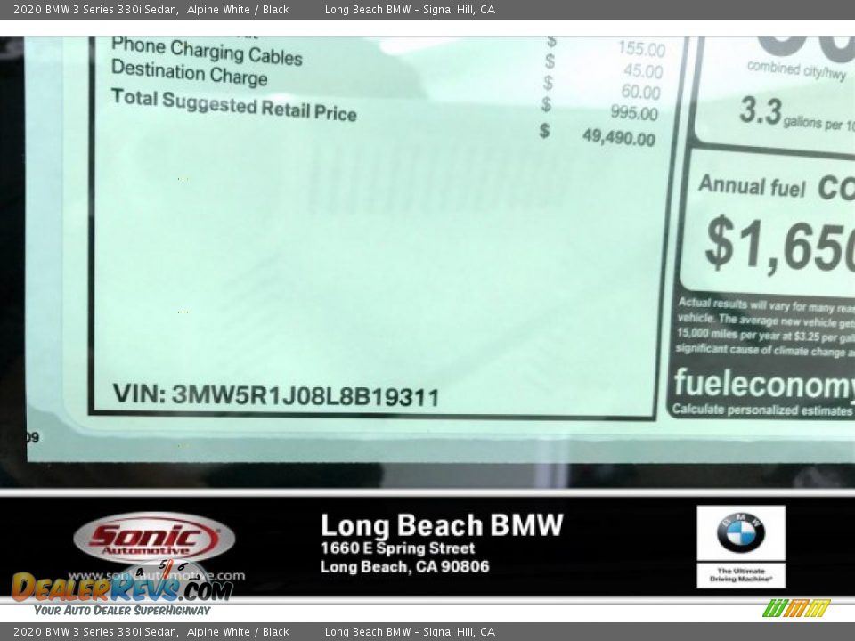 2020 BMW 3 Series 330i Sedan Alpine White / Black Photo #11