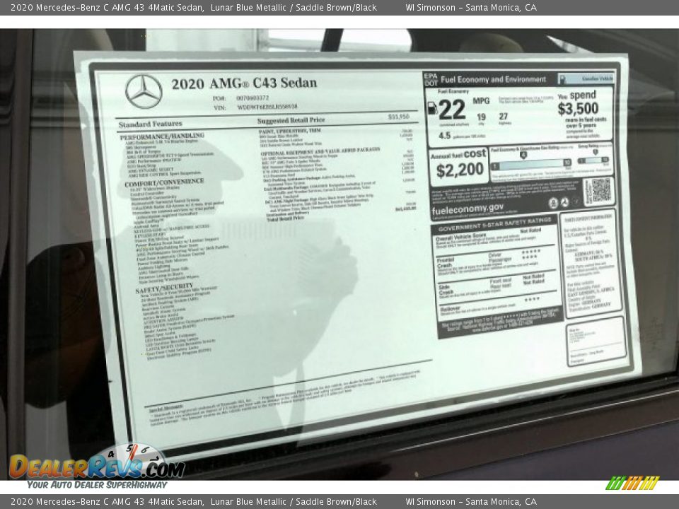 2020 Mercedes-Benz C AMG 43 4Matic Sedan Window Sticker Photo #11