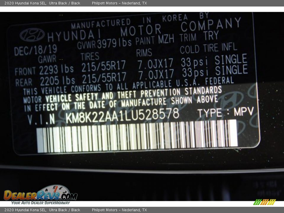 2020 Hyundai Kona SEL Ultra Black / Black Photo #25