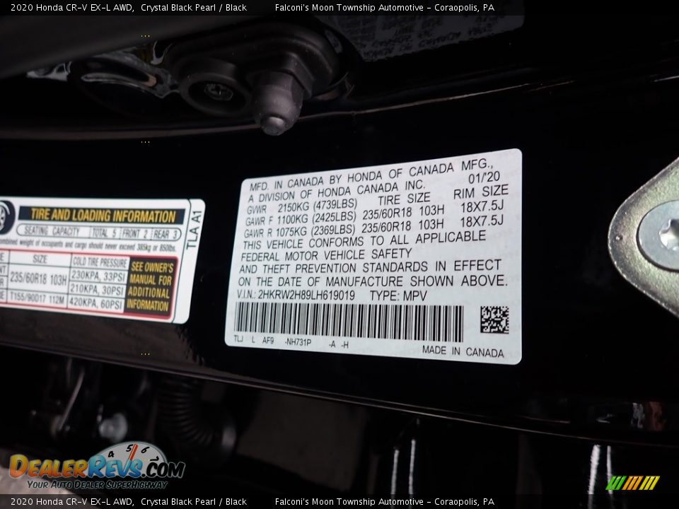 2020 Honda CR-V EX-L AWD Crystal Black Pearl / Black Photo #12