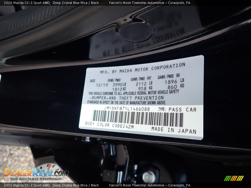 2020 Mazda CX-3 Sport AWD Deep Crystal Blue Mica / Black Photo #12