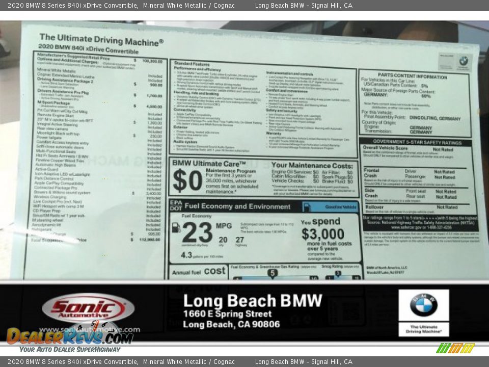 2020 BMW 8 Series 840i xDrive Convertible Mineral White Metallic / Cognac Photo #10