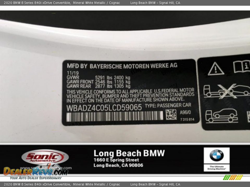 2020 BMW 8 Series 840i xDrive Convertible Mineral White Metallic / Cognac Photo #11