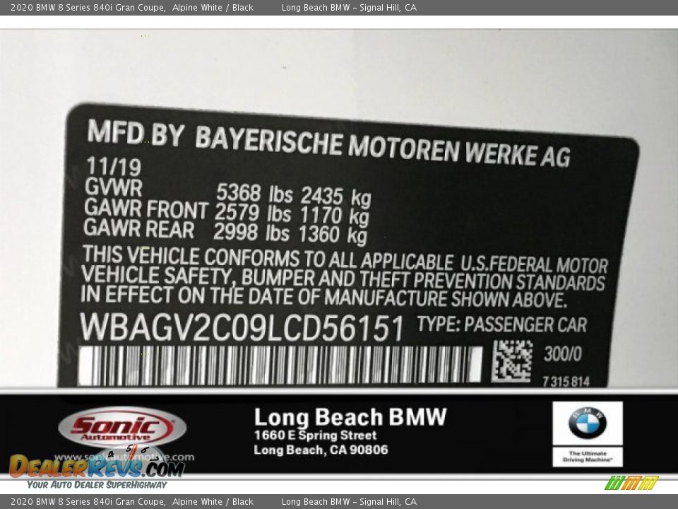 2020 BMW 8 Series 840i Gran Coupe Alpine White / Black Photo #11