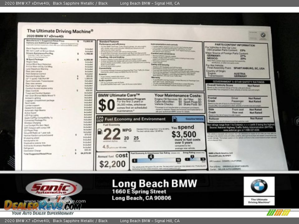 2020 BMW X7 xDrive40i Black Sapphire Metallic / Black Photo #10