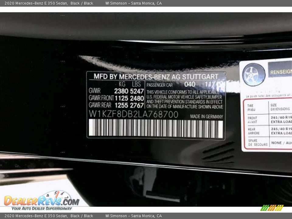 2020 Mercedes-Benz E 350 Sedan Black / Black Photo #11