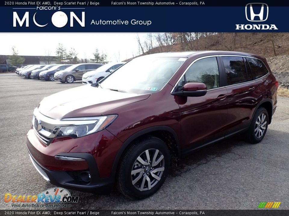 2020 Honda Pilot EX AWD Deep Scarlet Pearl / Beige Photo #1