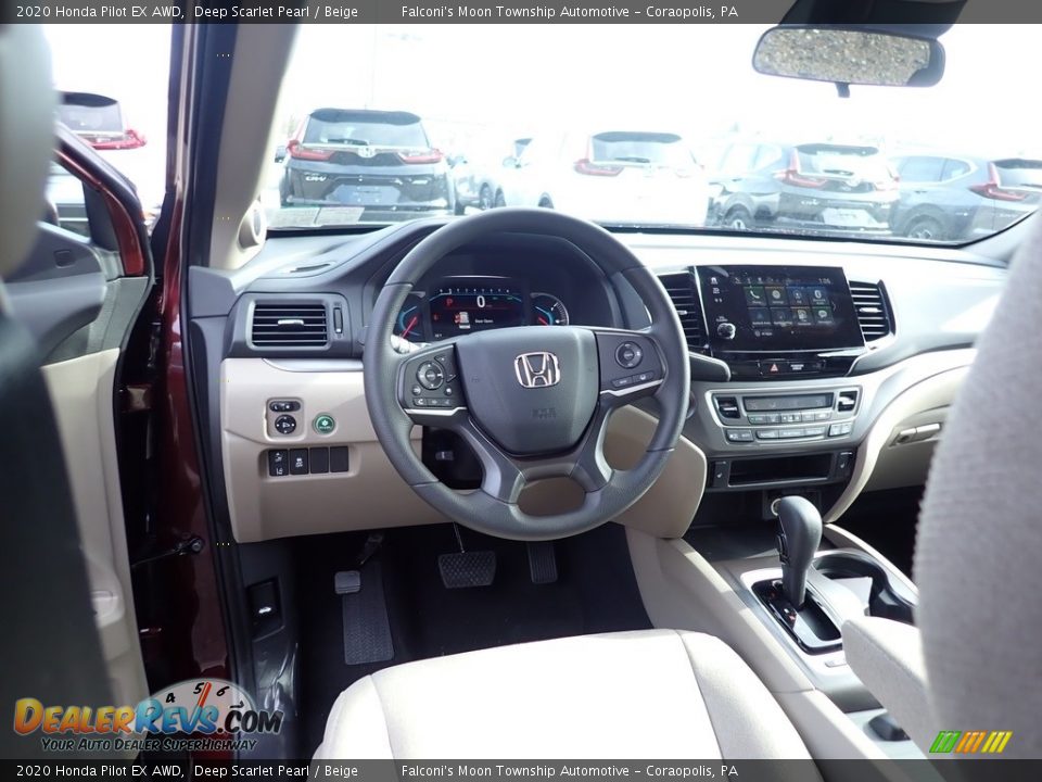 2020 Honda Pilot EX AWD Deep Scarlet Pearl / Beige Photo #10