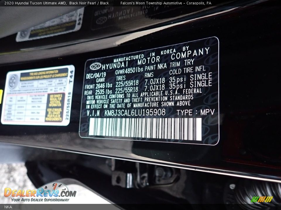 Hyundai Color Code NKA Black Noir Pearl