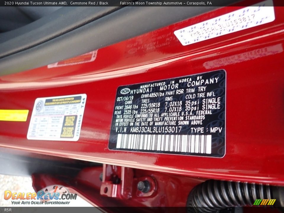 Hyundai Color Code R5R Gemstone Red