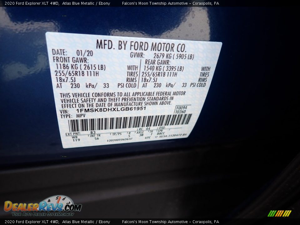 2020 Ford Explorer XLT 4WD Atlas Blue Metallic / Ebony Photo #12