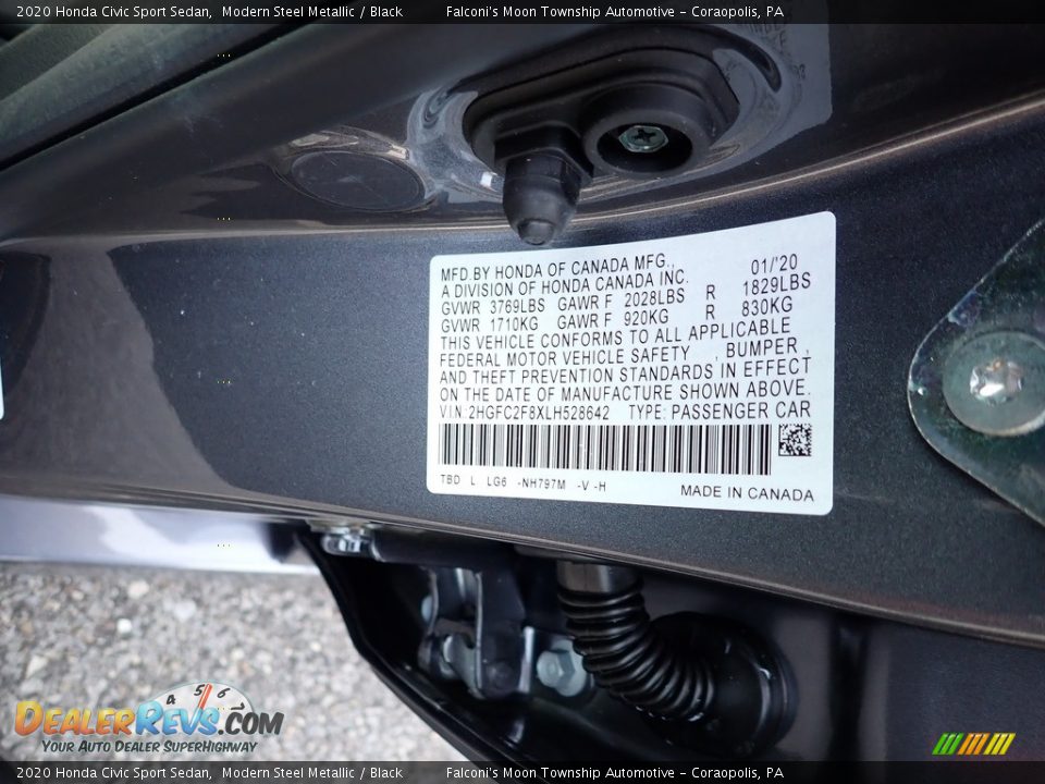 2020 Honda Civic Sport Sedan Modern Steel Metallic / Black Photo #12