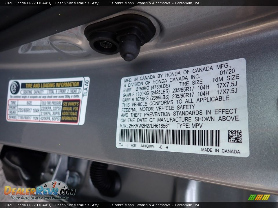 2020 Honda CR-V LX AWD Lunar Silver Metallic / Gray Photo #13