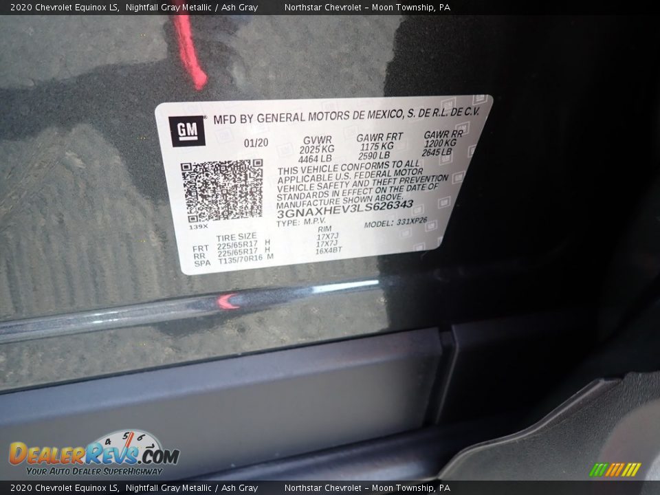 2020 Chevrolet Equinox LS Nightfall Gray Metallic / Ash Gray Photo #16