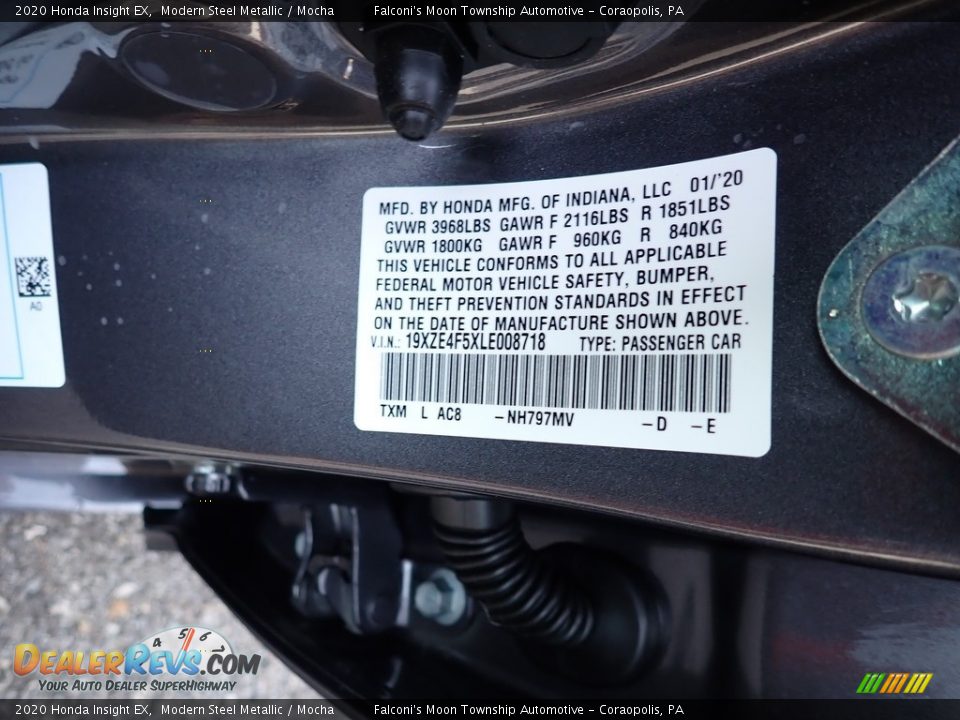 2020 Honda Insight EX Modern Steel Metallic / Mocha Photo #12