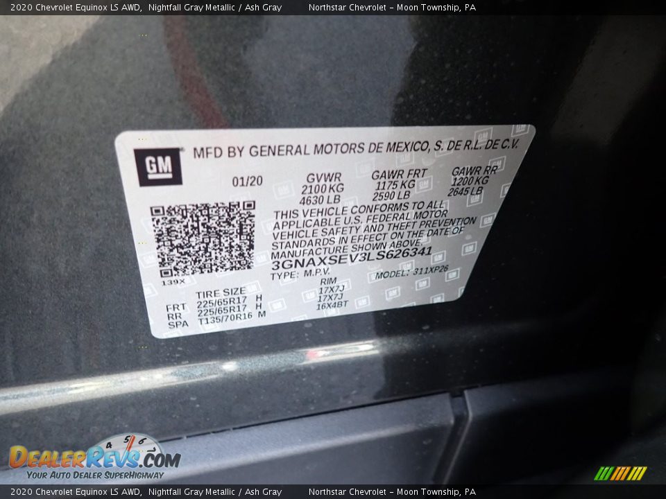 2020 Chevrolet Equinox LS AWD Nightfall Gray Metallic / Ash Gray Photo #16