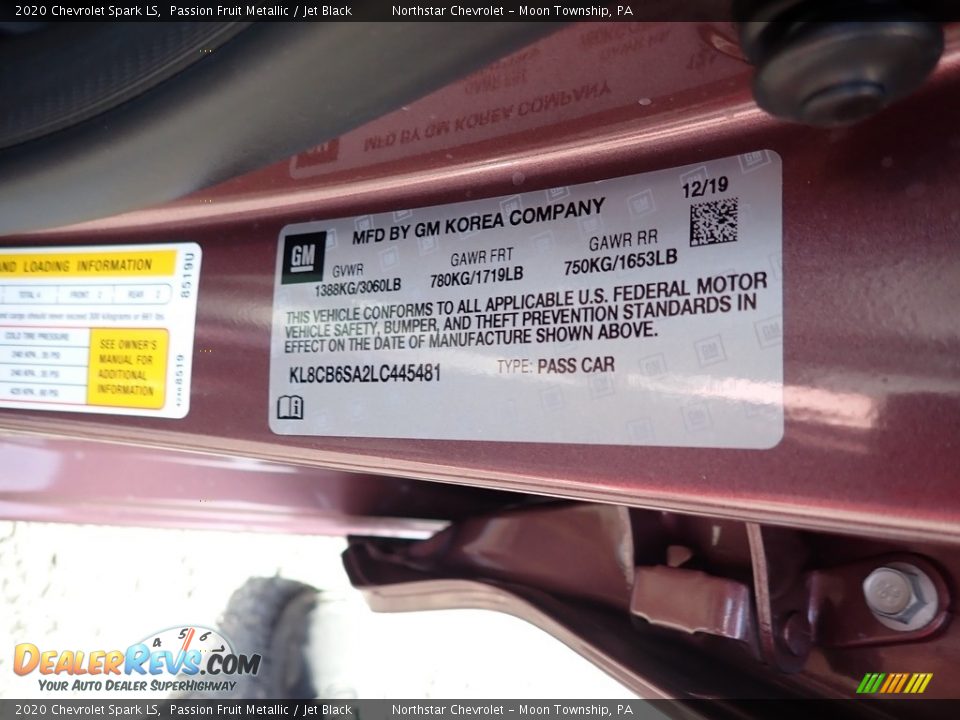 2020 Chevrolet Spark LS Passion Fruit Metallic / Jet Black Photo #17