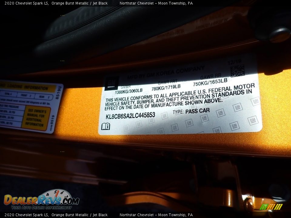 2020 Chevrolet Spark LS Orange Burst Metallic / Jet Black Photo #17