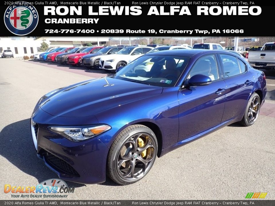 2020 Alfa Romeo Giulia TI AWD Montecarlo Blue Metallic / Black/Tan Photo #1