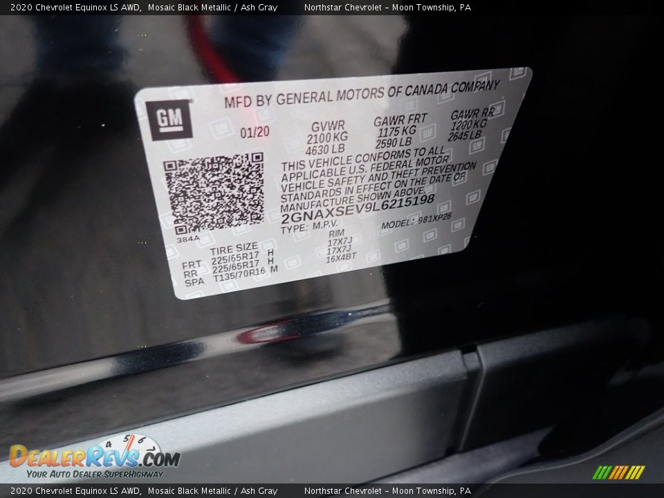 2020 Chevrolet Equinox LS AWD Mosaic Black Metallic / Ash Gray Photo #16