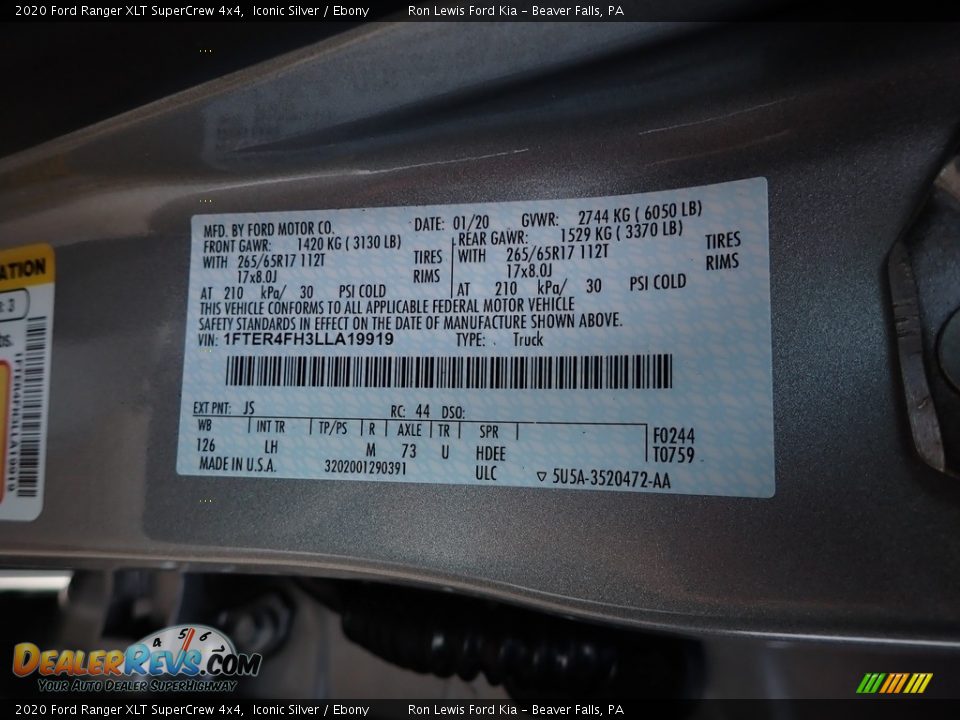 2020 Ford Ranger XLT SuperCrew 4x4 Iconic Silver / Ebony Photo #10