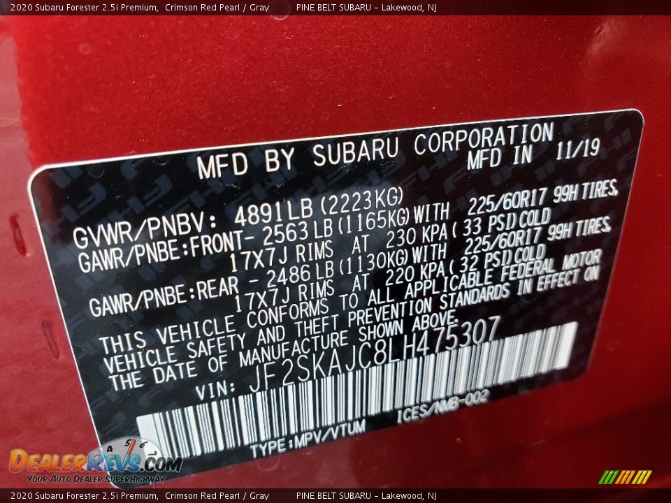 2020 Subaru Forester 2.5i Premium Crimson Red Pearl / Gray Photo #9