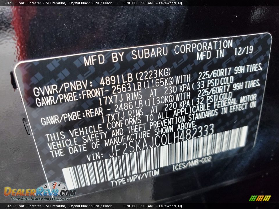 2020 Subaru Forester 2.5i Premium Crystal Black Silica / Black Photo #9