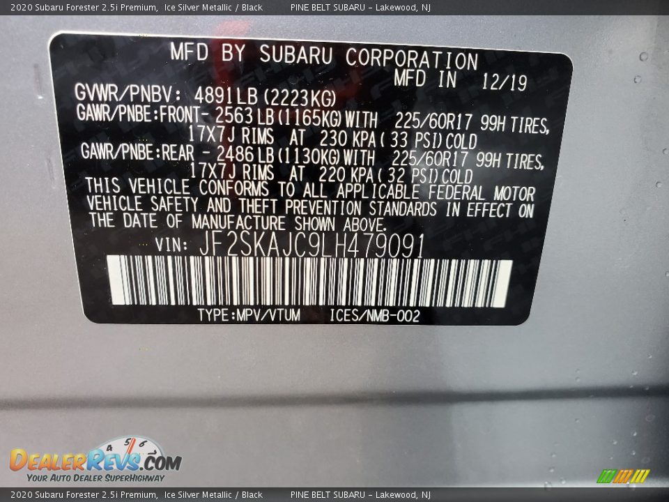 2020 Subaru Forester 2.5i Premium Ice Silver Metallic / Black Photo #10