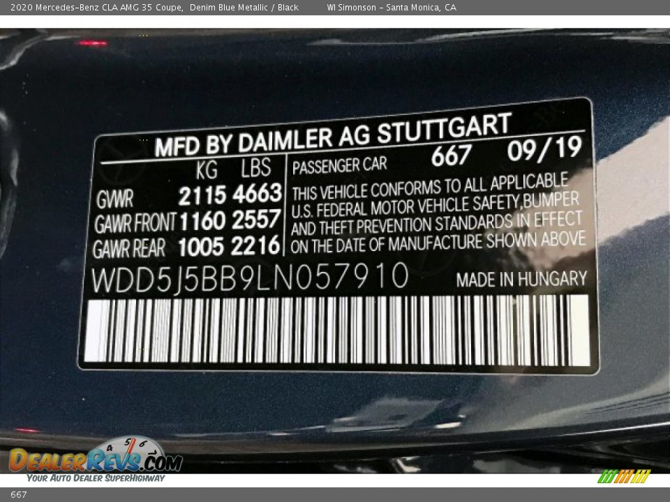 Mercedes-Benz Color Code 667 Denim Blue Metallic