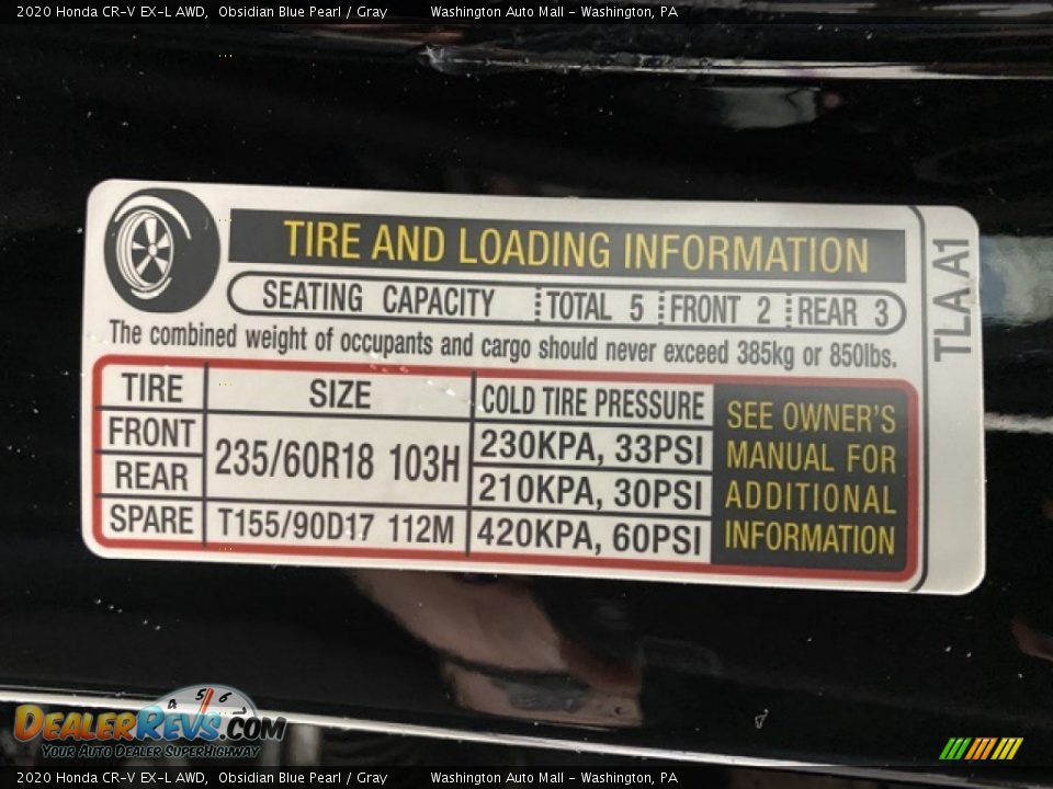 2020 Honda CR-V EX-L AWD Obsidian Blue Pearl / Gray Photo #8