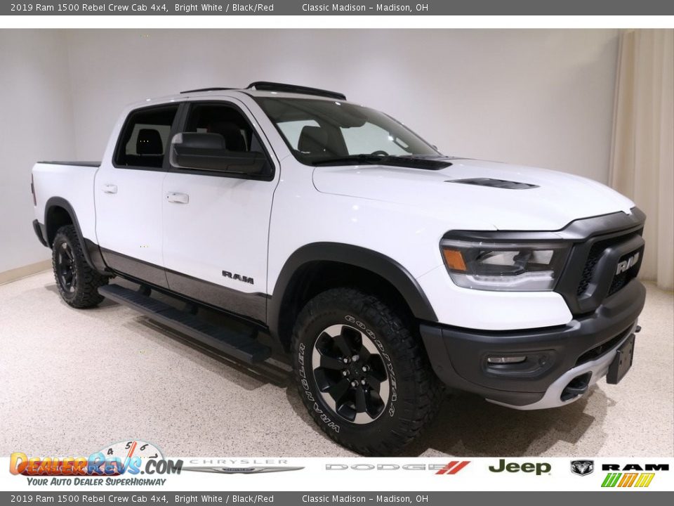 2019 Ram 1500 Rebel Crew Cab 4x4 Bright White / Black/Red Photo #1