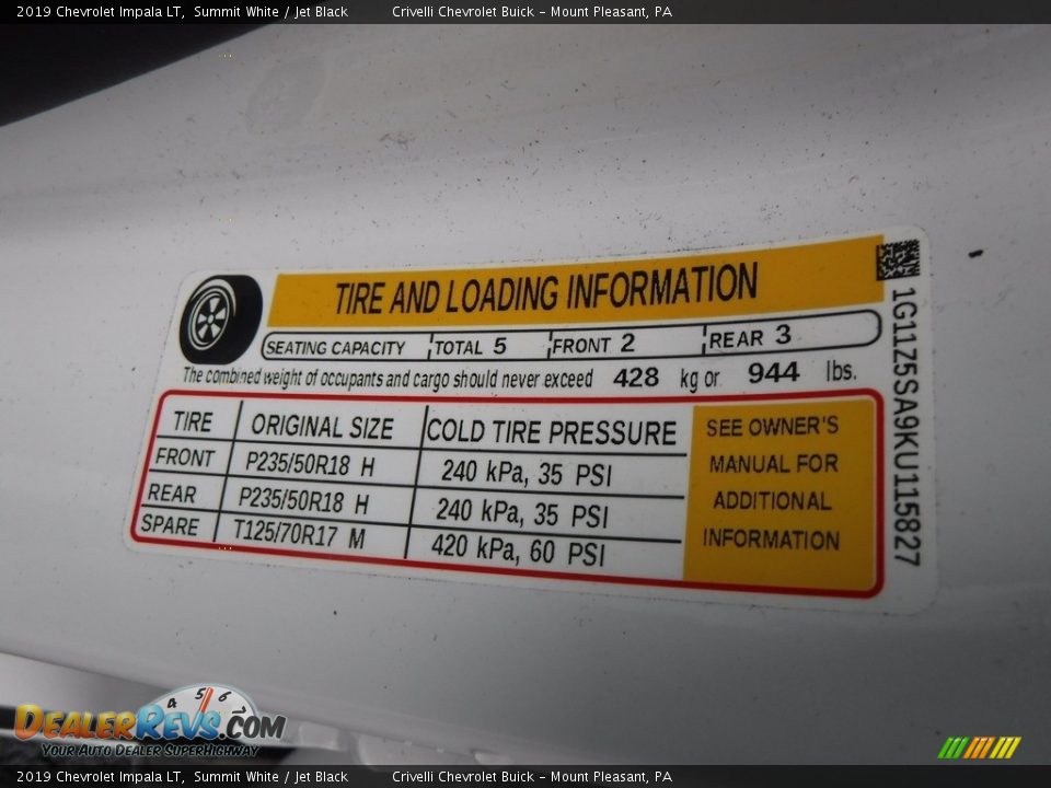 2019 Chevrolet Impala LT Summit White / Jet Black Photo #32