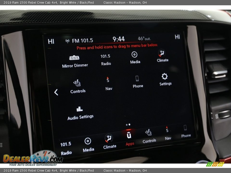 2019 Ram 1500 Rebel Crew Cab 4x4 Bright White / Black/Red Photo #15