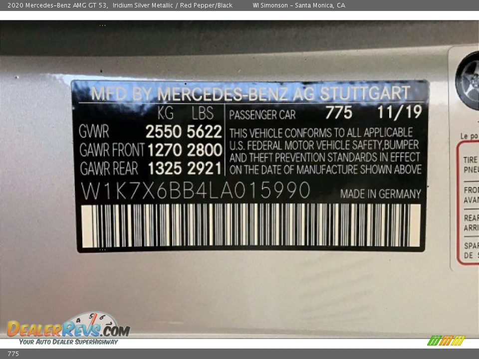 Mercedes-Benz Color Code 775 Iridium Silver Metallic