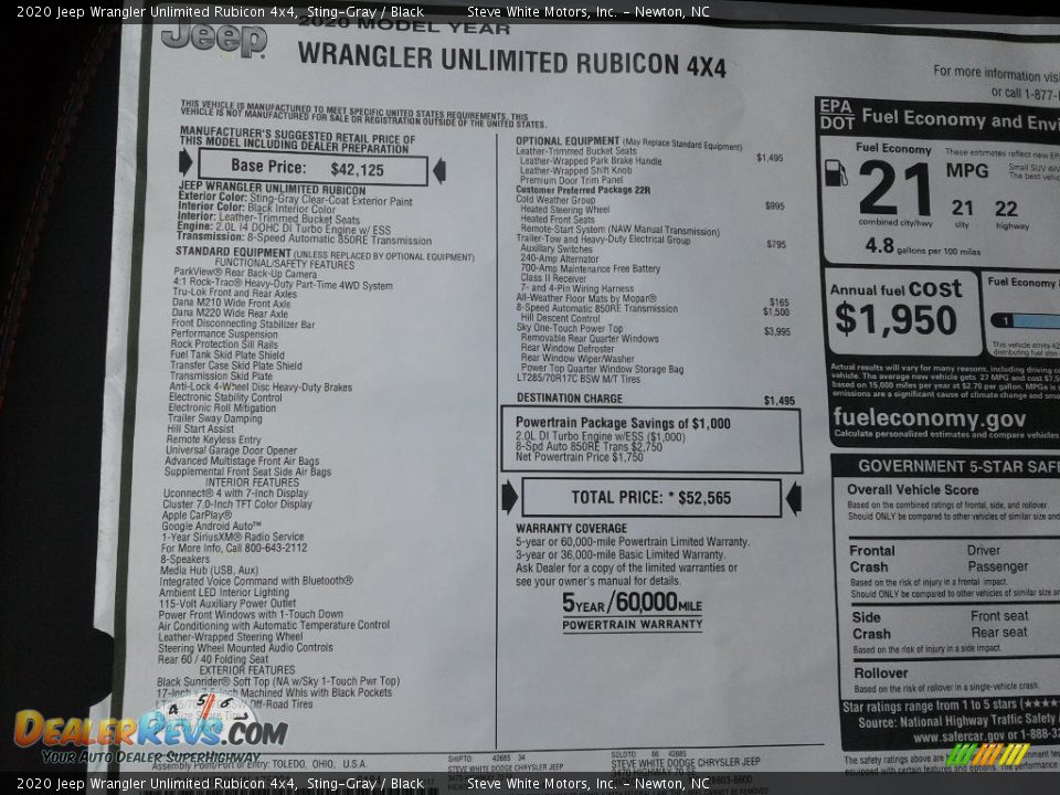 2020 Jeep Wrangler Unlimited Rubicon 4x4 Sting-Gray / Black Photo #29