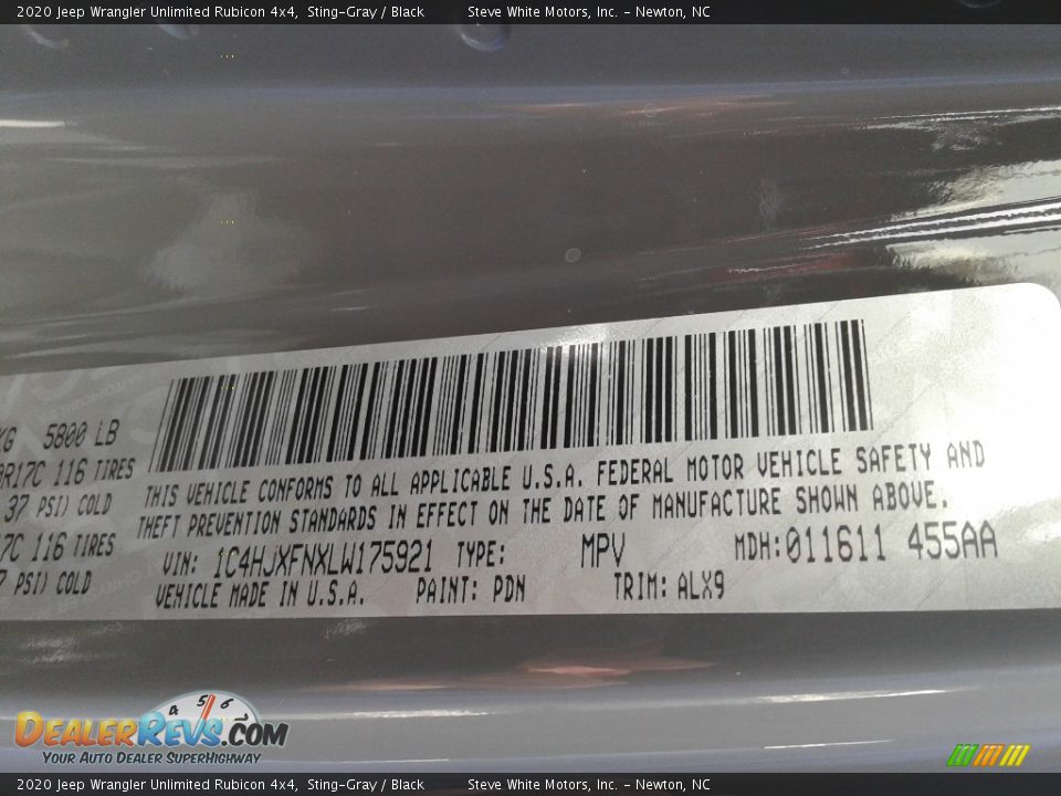 2020 Jeep Wrangler Unlimited Rubicon 4x4 Sting-Gray / Black Photo #31