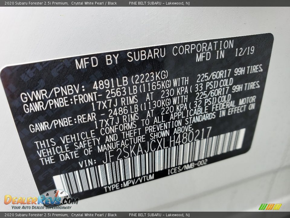 2020 Subaru Forester 2.5i Premium Crystal White Pearl / Black Photo #9