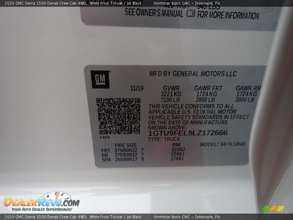 2020 GMC Sierra 1500 Denali Crew Cab 4WD White Frost Tricoat / Jet Black Photo #10