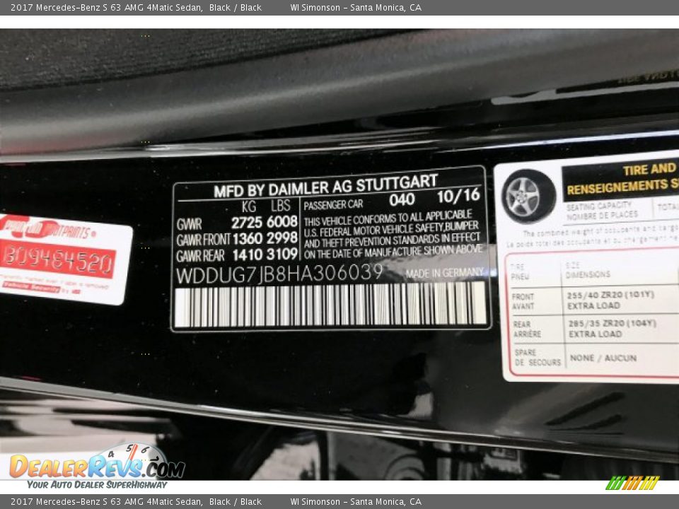 2017 Mercedes-Benz S 63 AMG 4Matic Sedan Black / Black Photo #23