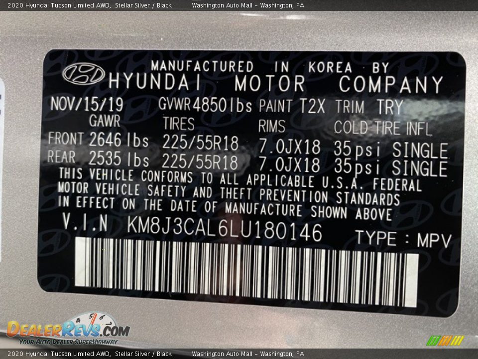 2020 Hyundai Tucson Limited AWD Stellar Silver / Black Photo #9
