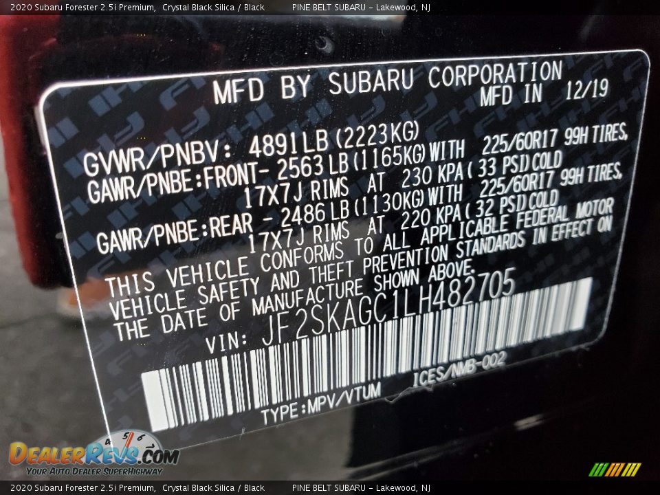 2020 Subaru Forester 2.5i Premium Crystal Black Silica / Black Photo #9