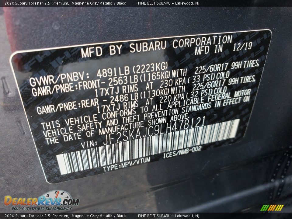 2020 Subaru Forester 2.5i Premium Magnetite Gray Metallic / Black Photo #9