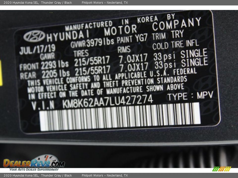 2020 Hyundai Kona SEL Thunder Gray / Black Photo #24