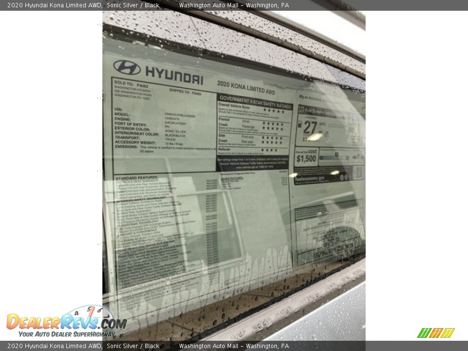 2020 Hyundai Kona Limited AWD Sonic Silver / Black Photo #15