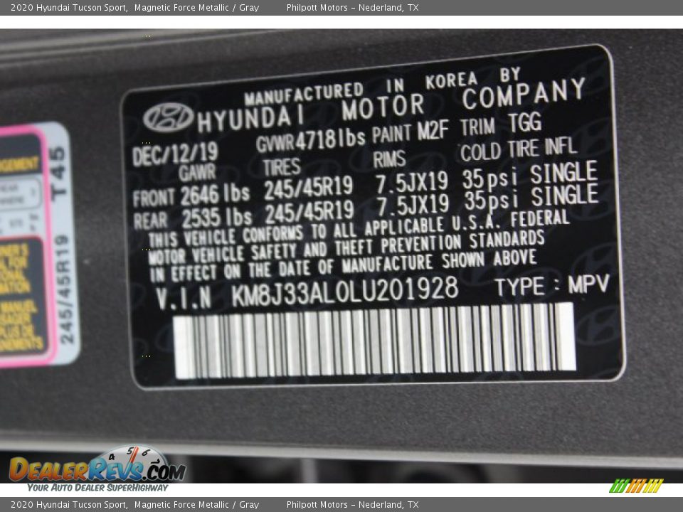 2020 Hyundai Tucson Sport Magnetic Force Metallic / Gray Photo #25