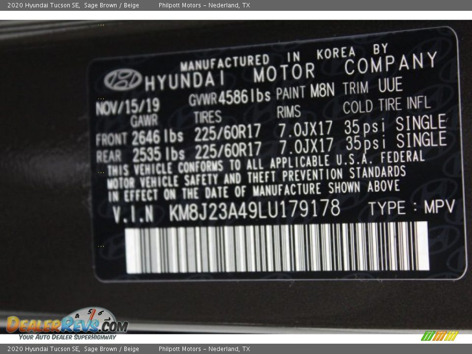 2020 Hyundai Tucson SE Sage Brown / Beige Photo #23